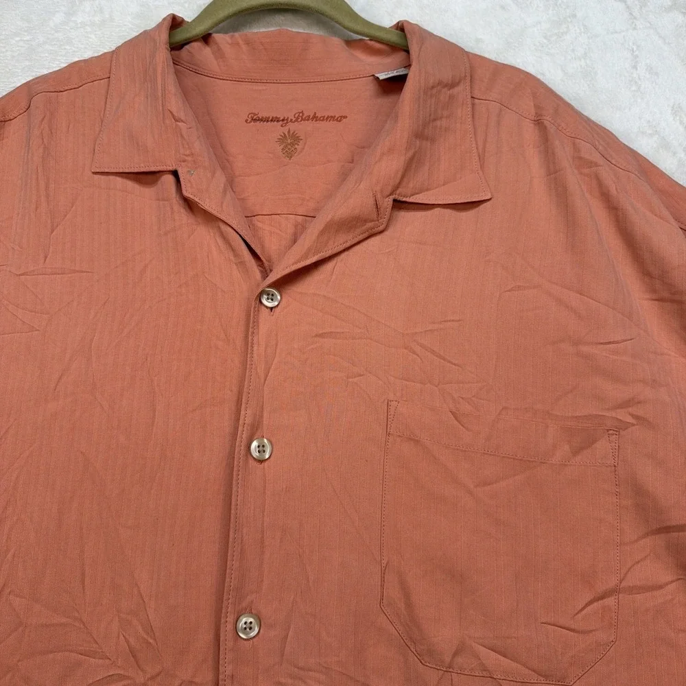 Tommy Bahama Silk Camp Shirt Mens 3XT Big Tall Orange Short‎ Sleeve Resort